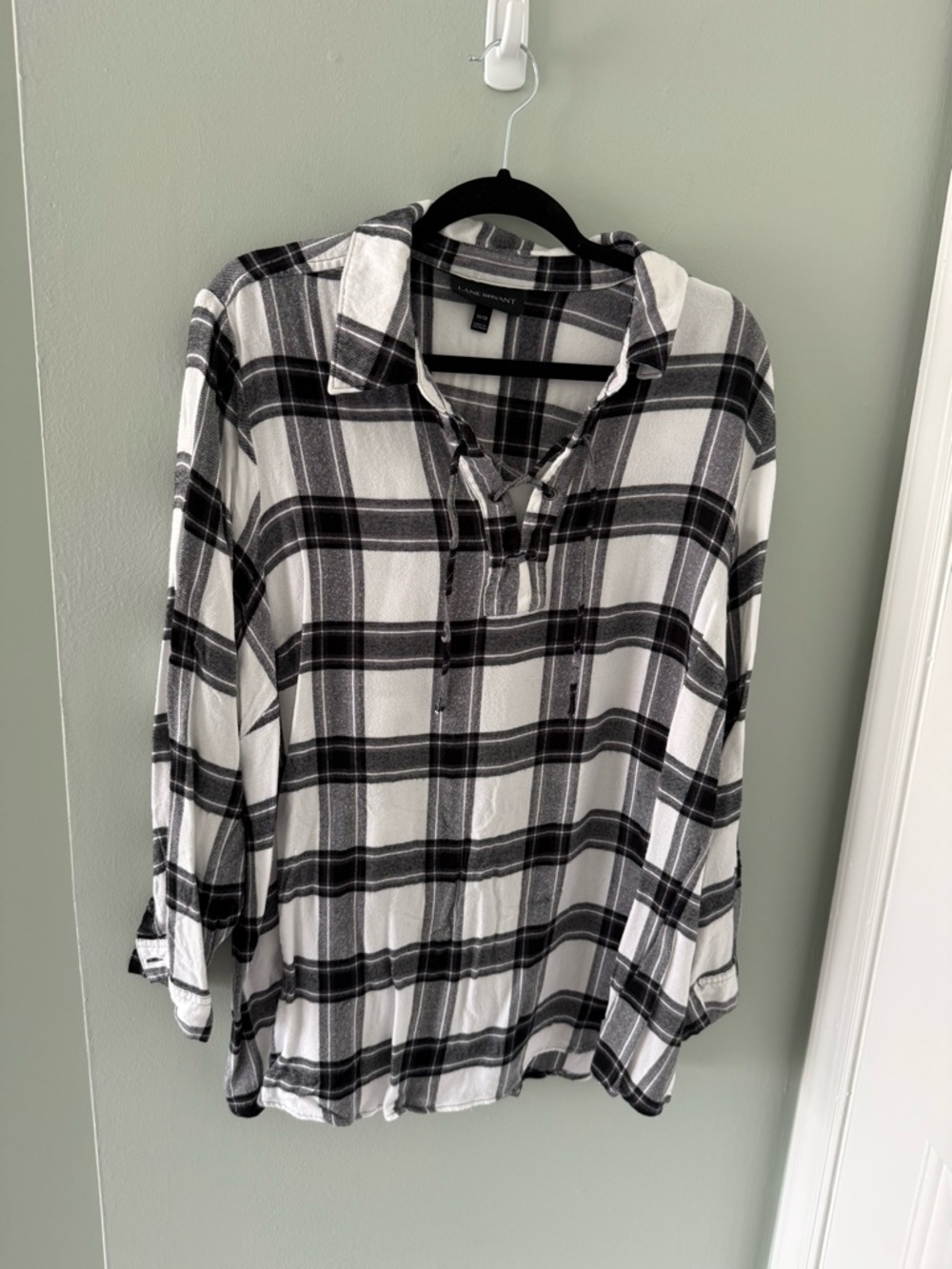 Lane Bryant Black and White Plaid Tunic Top 26/28